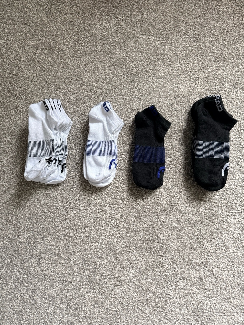 Head Men’s Low-Cut Athletic Socks - Black & White with Blue Accents (12 pack)new